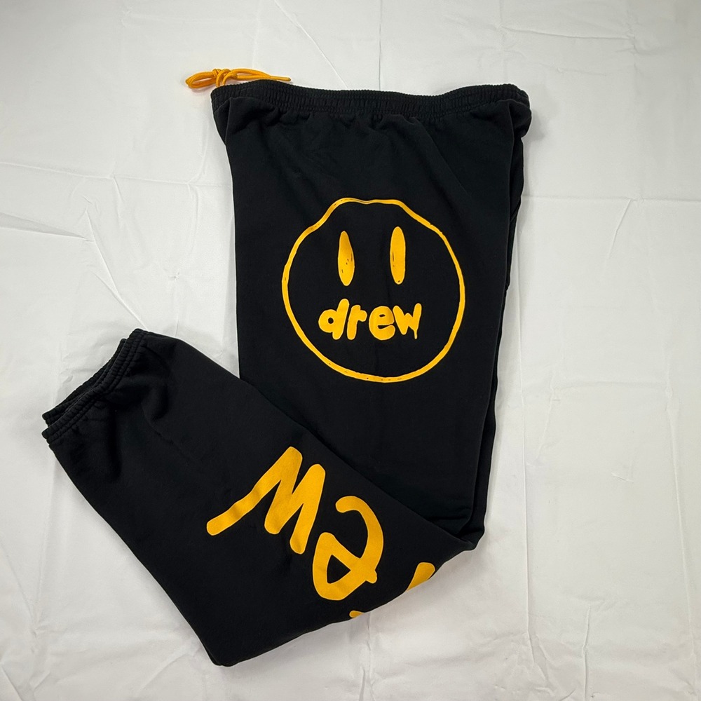 Drew House Secret Sweatpants Black Yellow Mascot Logo Joggers XXL Justin Bieber